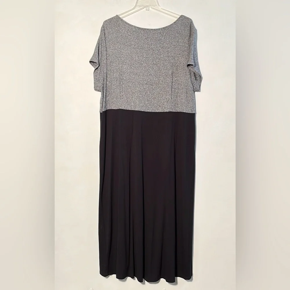 J. JILL Wearever Minimalist Lagenlook Hi-Lo Grey/Black Color Block Midi Dress 2X